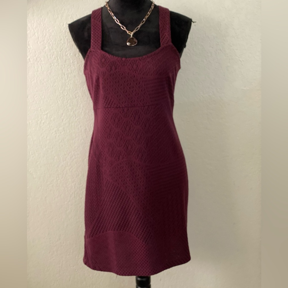 Free People burgundy/plum colored bodycon mini dress. Size M